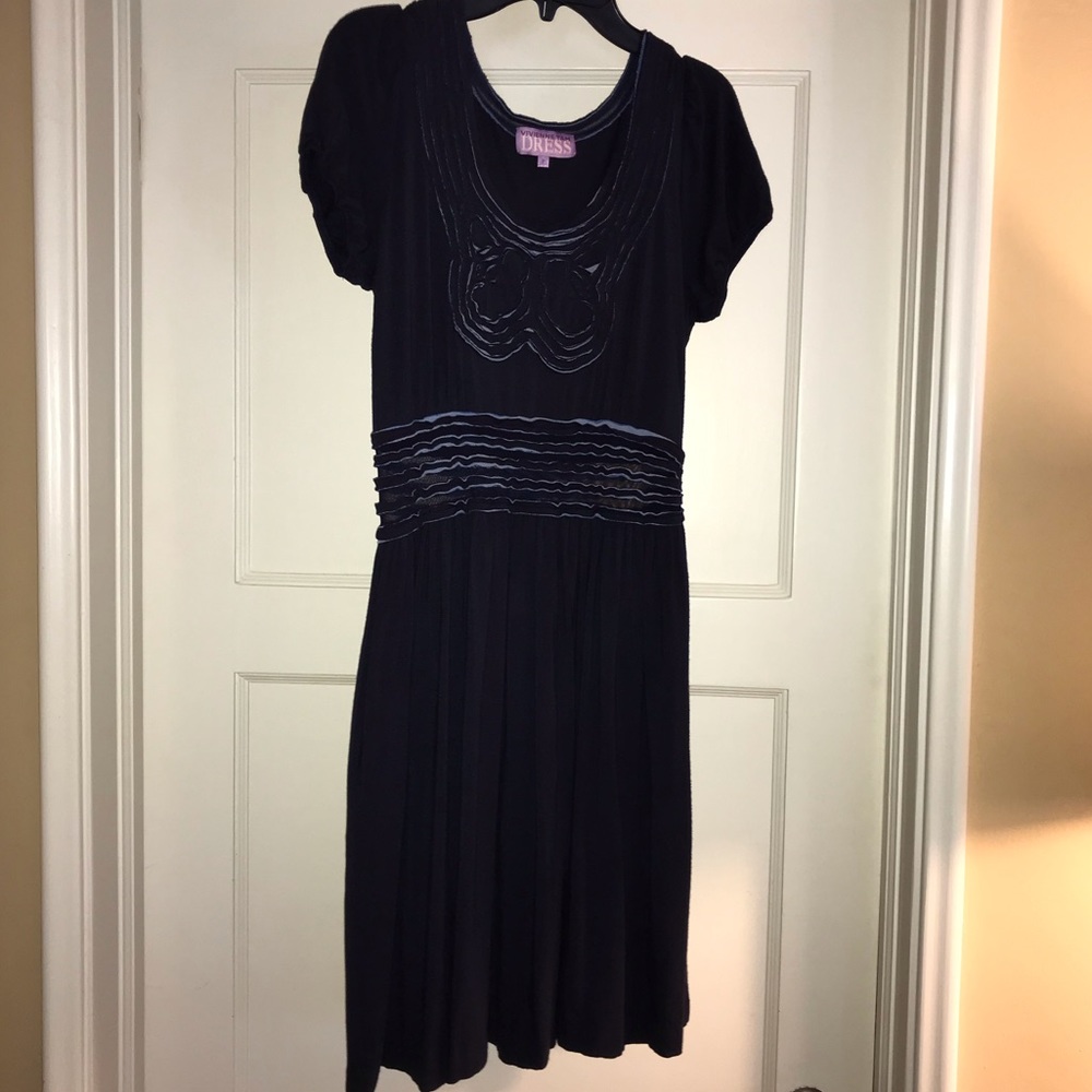 Vivienne Tam Navy Butterfly Cutout Dress P/XS